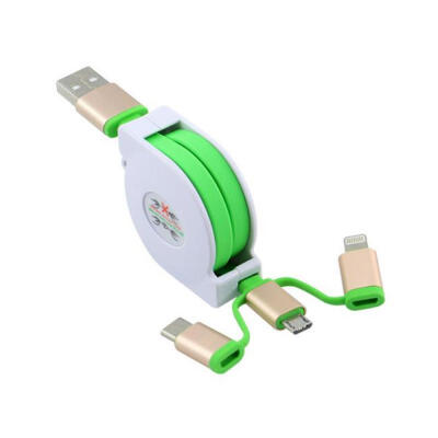 

Retractable Charging Cable Lightning Micro USB Type C 3-in-1 Data Cable For IPhone Samsung Galaxy LG HTC Nokia 33ft-1m