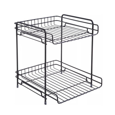 

2 Layers Iron Home Storage Rack Holder Articles Placing Shelf Organizer Stand