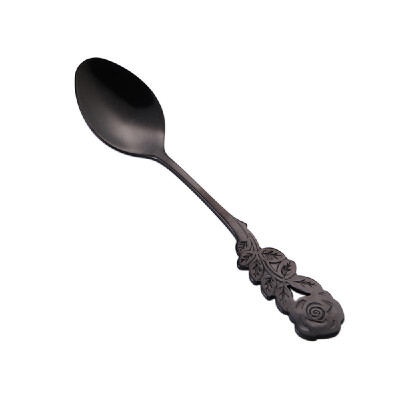 

304 Stainless Steel Rose Spoon Musical Coffee Ice Cream Teaspoon Metal Tableware Stirring Spoon