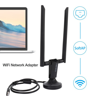 

1200Mbps USB30 Wireless WiFi Network Adapter LAN Card Antennas For Desktop PC