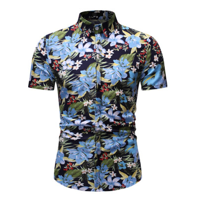 

Tailored Mens Summer New Style Hawaiian Printed Short-Sleeved Shirt Fashion Blouse Top