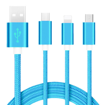 

3 in 1 Micro Type - C USB Nylon Braided Charger 12M