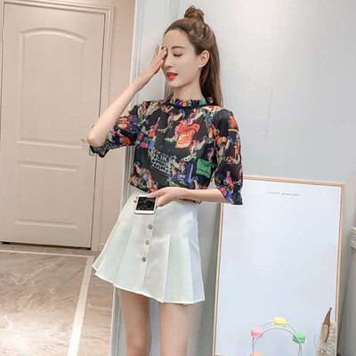 

Womens Floral Print Loose Pullover Chiffon Blouse To
