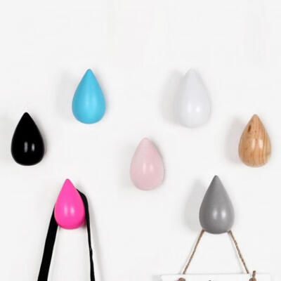 

Modern Water Drop Hooks Wooden Wall Hangers Home Decor Creative Closet Holder