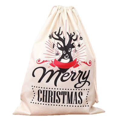 

Large Christmas Santa Sacks 6547 cm Merry Christmas Candy Gift Bags For New Year Rustic Drawstring Bag Packaging
