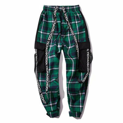 

Gobestart Mens Long Casual Sport Pants Slim Fit Plaid Trousers Running Joggers Sweatpants