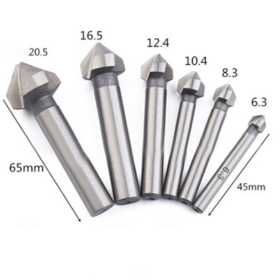 

6pcs 3 Flute 90 Degree HSS Chamfer Cutter Bit Kit Drilling Mill Cutting Tools