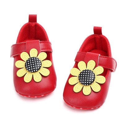 

Autumn Baby Girls Shoes Infant First Walkers Newborn Soft Sole Non-Slip Flower Pattern PU Shoes