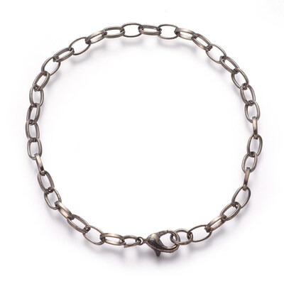 

Iron Bracelet Making with Lobster Claw Clasps Gunmetal 205mm Clasp 12x7x3mm Link 7x45x1mm