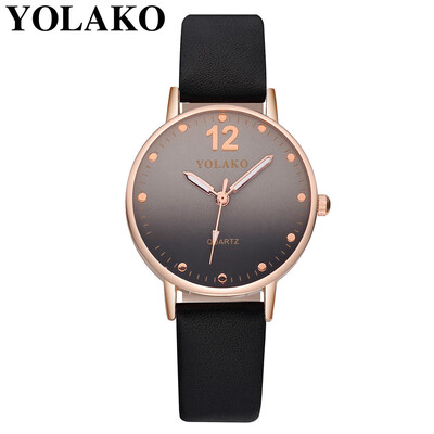 

YOLAKO Brand Women Retro Gradient Rainbow Leather Belt Roma Watch Casual Luxury Ladies Sport Quartz Watches Relogio Feminino 533