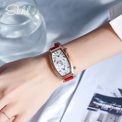 

GUOU GUO Watch New Rectangular Ladies Quartz Watch Fashion Double Dial Belt Watch Womens Watch