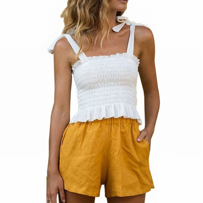 

Wearing a solid color vest top womens slim short T-shirt