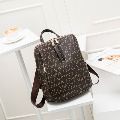 

Backpack female 2019 new spring&summer wild fashion soft leather bag Korean leisure travel ladies backpack printing