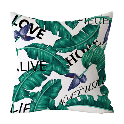 

〖Follure〗Green Leaf Printed Pillow Case Polyester Sofa Car Cushion Cover Home Decor