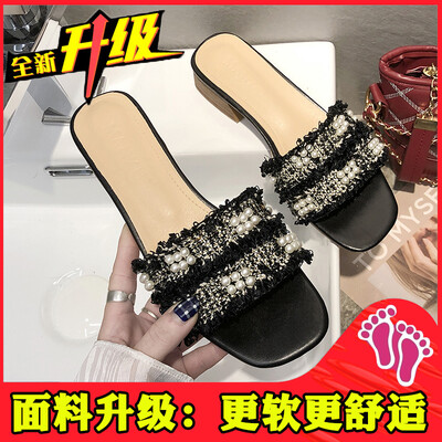 

Slipper female cute ins2019 summer new Korean version of wild beaded drag fashion fairy sandals