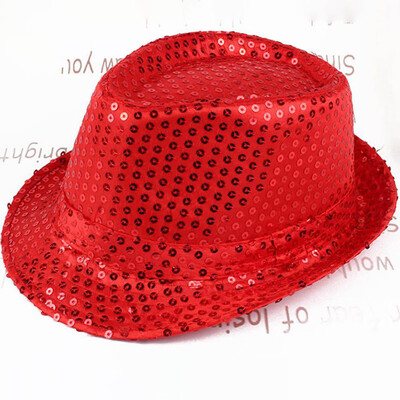 

11 Colors Unisex Women Men Sequin Shining Trilby Hat Cotton Fancy Party Dance Hat