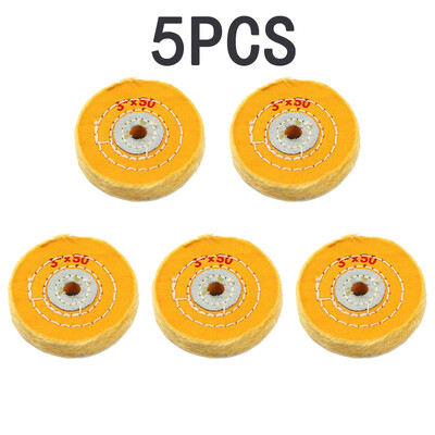 

3 Inch Yellow Cotton Cloth Polishing Wheel Buffing Pads For Metal 50 Plys 5Pcs