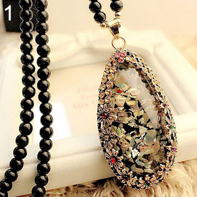 

Colorful Shell Faux Opal Statement Bib Pendant Necklace Sweater Chain Gift