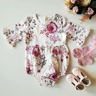 

Newborn Baby Girls Summer Clothes Lace Flower Romper Bodysuit Jumpsuit Outfits