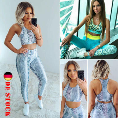 

DE Frauen Yoga Fitness Übung BH Hosen Leggings Set Gym Workout Sportbekleidung