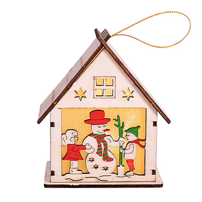 

〖Follure〗LED Light Wood House Cute Christmas Tree Hanging Ornaments Holiday Decoration