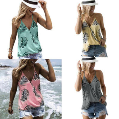 

Womens V Neck Cotton Sleeveless Vest Blouse Casual Tank Loose Summer Tops Shirt