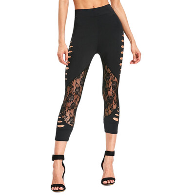 

Tailored Fashion Womens Ladder Shredding Lace Leggings Trousers Sport Hole Casual Pants