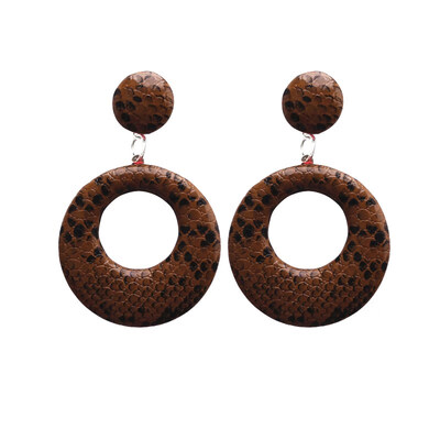 

EK630 Oversize Vintage Drop Earrings for Women Large Geometric Statement Earrings PU Snake Skin Pendant Earrings Fashion Jewelry