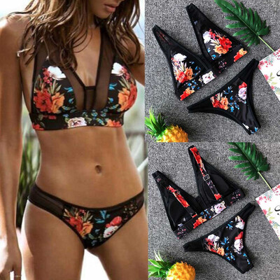 

Roseonmyhand Women Print Fashion Push-Up Padded Bra Beach Bikini Set Swimsuit Swimwear