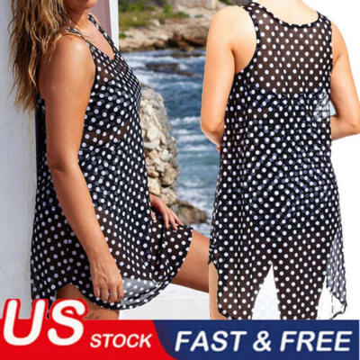 

Womens Polka Dot Chiffon Summer Beach Beachwear Swimwear Bikini Cover Up Dress