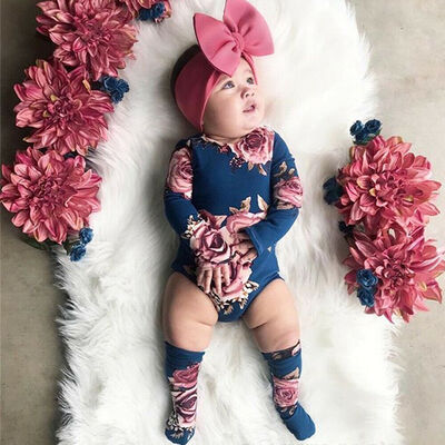 

Baby Newborn Girl Flower Romper Bodysuit Jumpsuit Leg Warmer Outfits Clothes