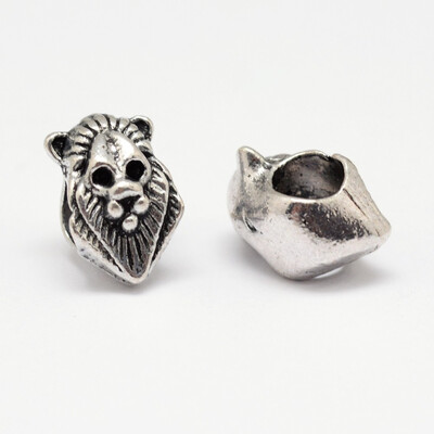 

Lion Head Alloy European Beads Large Hole Beads Antique Silver 13x85x8mm Hole 5mm