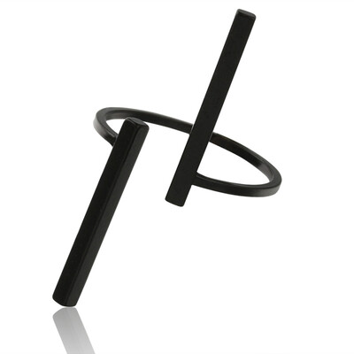 

Simple Open Double-lined Figure Bars Geometric Ring For Womens Gifts