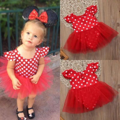 

Toddler Kid Baby Girls Polka Dot Playsuit Tutu Summer Party Dresses Age 0-3Years