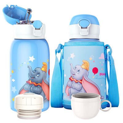 

Disney baby sippy cup childrens mug men&women baby cup students outdoor portable 316 stainless steel kettle with cup cover double cover small fly 550ml
