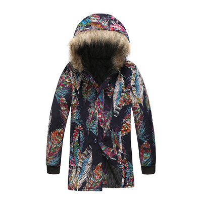 

Mens Jacket Coats Autumn Winter Vintage Printed Warm Pocket Hooded Outwear Plus