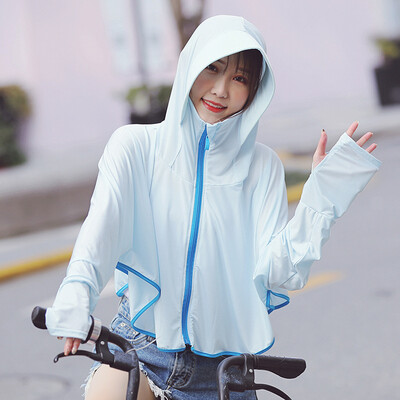 

Ice silk sunscreen woman 2019 summer new outdoor sun shade UV bike short sunscreen sunscreen tanning clothing