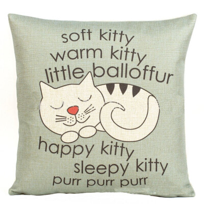 

Gobestart Happy Sleepy Kitty Print Cat Pillowcase Cushions Sofa Decorative Gift 18x18inch