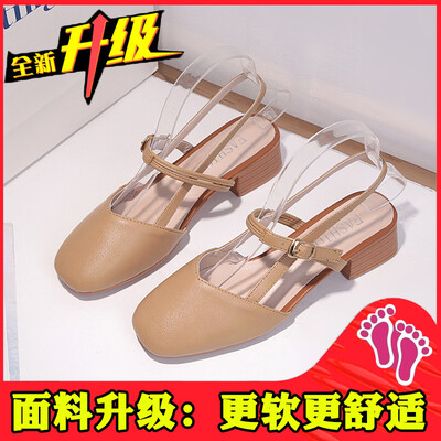 

Baotou Sandals Women Summer 2019 New Joker with Students Retro buckle square head Mary Jane Coarse Documentary Shoes