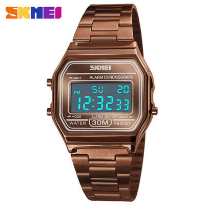 

SKMEI 1123 Sports Watch Male Waterproof Countdown Digital LED Watches Fashionable Stainless Steel Business Wristwatches