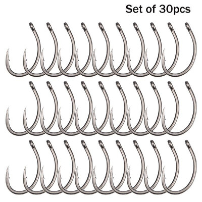 

30Pcs 6810 Curve Hooks PEFT Barbed Fishhooks Carp Fishing Hooks Fishing Tackle Accessories