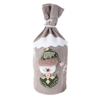 

Cartoon Snowman Christmas Red Wine Bottle Cover Bag Xmas Table Dinner Decor