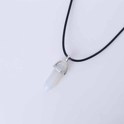 

Hot sale Hexagonal Column Quartz Necklaces Pendants Fashion Natural Stone Bullet Pink Crystal Pendant Necklace For Women Jewelry