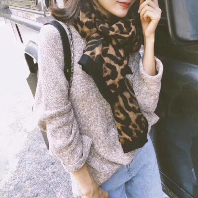 

Woman Scarf Cotton Linen Leopard Print Wide Large Oversized Long Cool Casual Spring Autumn Shawl