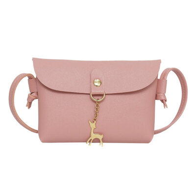 

Fashion Solid Color Faux Leather Deer Pendant Women Phone Cash Mini Shoulder Bag