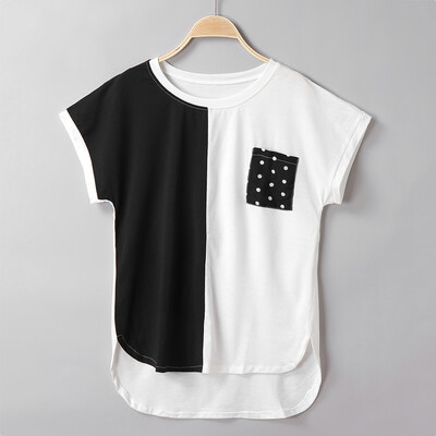 

Nomeni Womens Summer Short Sleeve O Neck Patchwork Casual Tee Shirt Top Blouse