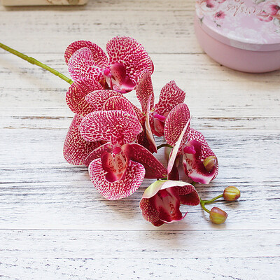 

Artificial 6 Head Butterfly Orchid Faux Flower Vase Arrangement Home Hotel Decor