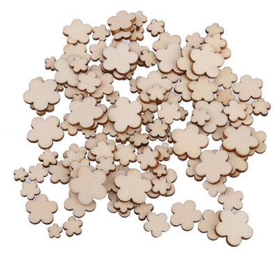 

100pcs Flower Wooden Chip 5 Petal Living Room Bedroom Wall Decorations Eco-friendly Ornament