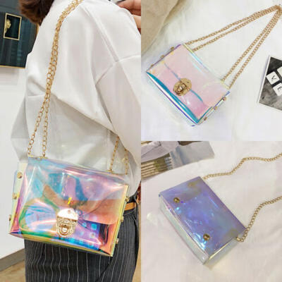 

Women Holographic Bag Clear Transparent Small Hologram Handbag Purse Crossbody