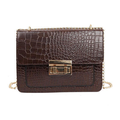 

Retro Chain Flap Stone Pattern Shoulder Handbags Women Leather Satchel Bags